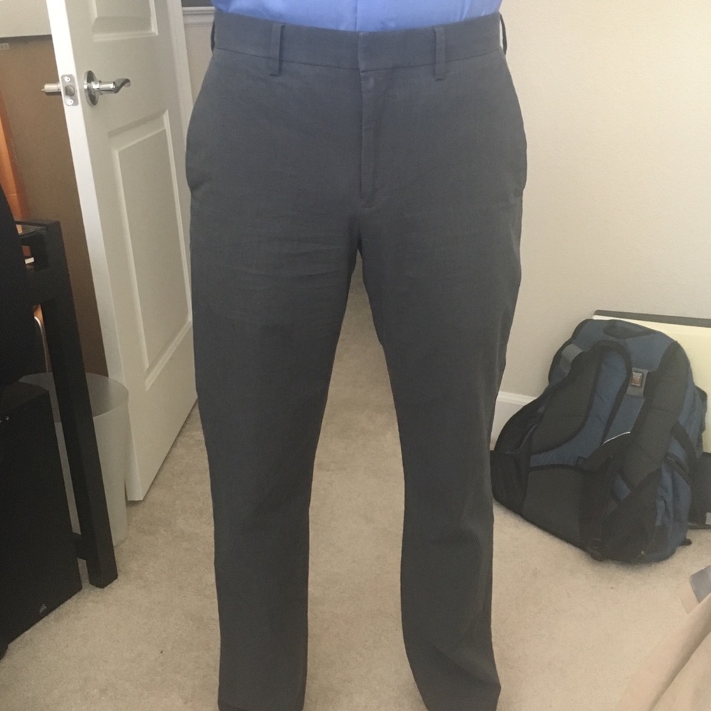 Slate grey-blue pinstripe dress pants from BR